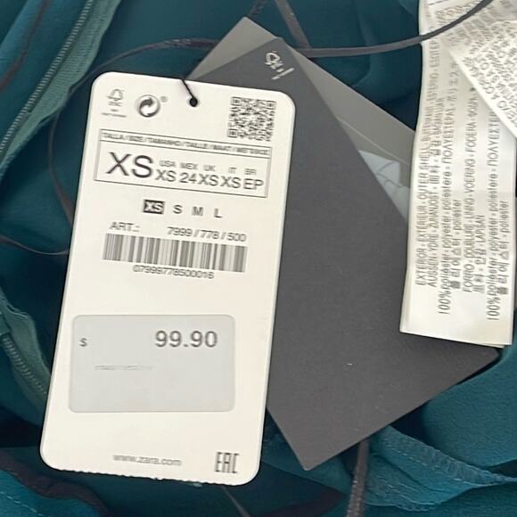 Zara Women Blogger Fave Halter Ruffle Jumpsuit Green  Cropped Legs Size XS NWT - Picture 14 of 15